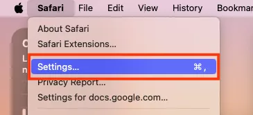 Open Safari Settings